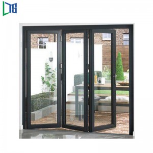 LYS 50 Serise foldedør med dobbeltvindue Mærke Hardware Pulverlakering Trækorn Finished