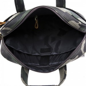 17SG-6639D Populær luksus tilpasset Camouflage lærred med ægte ko lædermappe Kina Engros