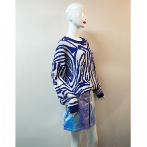 DAMES BLÅ SWIRL PRINT JUMPER RLWS0011F