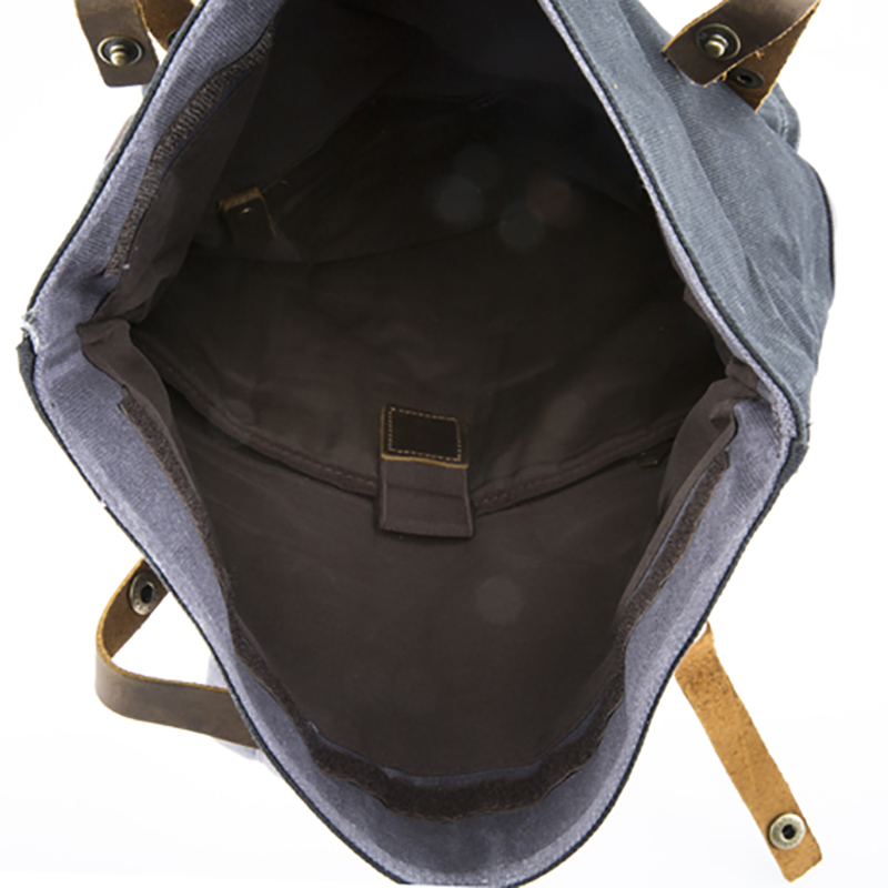 18SC-6776M Custom lærred rygsæk taske med ægte læder multi lommer arrangør rygsæk til universitetsstuderende