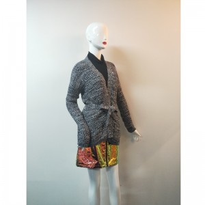 GRAY BAND CARDIGAN SWEATER RLWS0031F