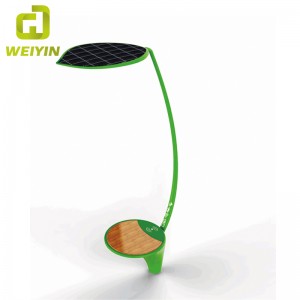 Smart solenergi-annonceringsbelysningsbænk til udendørs opladning af mobiltelefoner