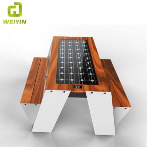 Udendørs mobiltelefonopladning Smart Solar Picnic Steel Table Bench Leverandør