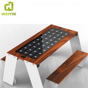 Udendørs mobiltelefonopladning Smart Solar Picnic Steel Table Bench Leverandør