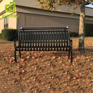 Solenergi mobiltelefon oplader metalbænk til udendørs park