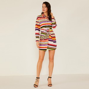 Oem Beklædning Den nye blanding Farve Langærmet Casual Boho kjole Mode Sommerkjoler Kvinder