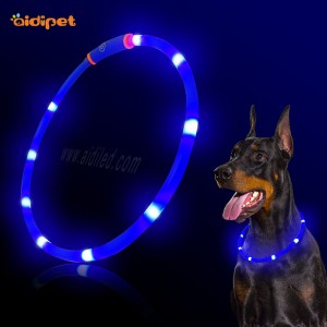 Hund blinkende Led krave Blødt TPR-materiale USB Genopladelig Superlys Led Hund krave skåret i forskellige størrelser, så de passer til hvalpe
