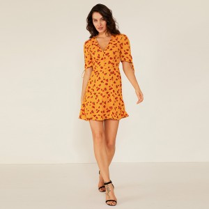 Professionel Factory Oem Kvinder Sommer Casual Swing Floral Print Kjole