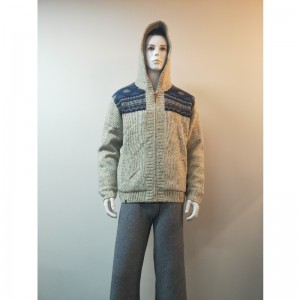 GRÅ PRINT HOODED SWEATER COAT RLMS0077F