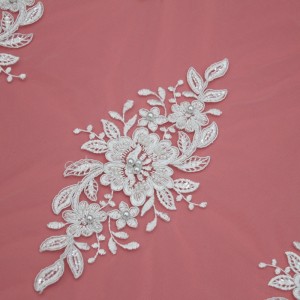 MF510CGB 135 CM Sequin Broderet Brudekjole Bryllup Dekorativ Sy Lace Applikation Trim Craft Til beklædningsgenstande