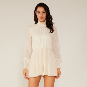 Sommer Damemode Chiffon Halter Hvid blonder kort kjole