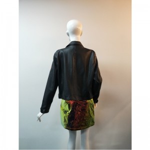 SORT BRODERING PU BIKERJakke RLWPJ0023N