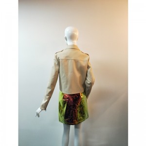 KHAKI LÆDER BIKERJakke RLWPJ0026N