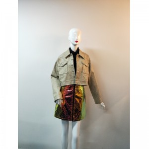 KHAKI KORT PU JAKKE RLWPJ0028N