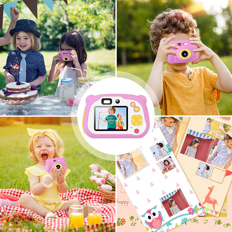 Børnekamera 8.0MP Genopladelig digital front og bageste Selfie-kamera Børn-videokamera, legetøjsgave til 4-10 år gamle drenge og piger