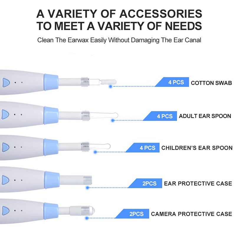 Trådløst øre Otoscop Ear Wax Remover Tool med 6 LED-lamper til iPhone, iPad, Android-enheder