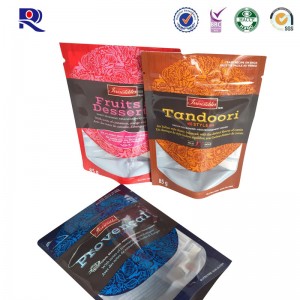 Beklædningsgenstande, trykt og lamineret, med klart vindue for frugter, tørre frugter