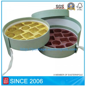 Luksusstiv rund chokoladekasse med dobbeltlag