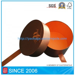 Luksus rund chokoladekasse med båndlukning