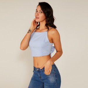Høj kvalitet Factory Oem / Dom Halter Neck Bow-Knuse Bluse Sexet Camisole Tank Top