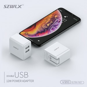 WEX V20 Dobbelt USB Wall Charger med foldelig Plug til iPhone X /8 /7 /6s /Plus, iPad Air 2 /mini 3, Galaxy S7 /S6 /S6 Edge, note 5 og mere, hvidt