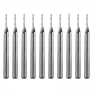 Karbidfræsningstykker, dobbeltfløjter Spiralcarbid Flad næseende mølle CNC router Bit 1mm skæremasse.