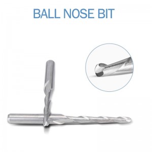 CNC Router Bit 1/8 ”Skaftkugle Neseende Mølle 2mm skæremasse. 2-fløjtspiral opskåret fræsning Fræser Gravering Udskæringsværktøjssæt Wolfram Steel 17mm CEL, 38.5mm OAL til MDF Acryl træ PVC