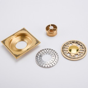 Sort mønster skjult brusebad firkantet badeværelse gulvafløb