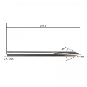 60 graders V-bit, EnPoint Metalgravering Bit Carbide Tough Tip Cone Form CNC Gravering Bit med 2-fløjte 1/8 \