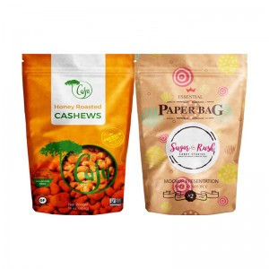 Pose med lynlås Kraftpapir Stand Up Mad emballage Ziplock taske Doypack Brugerdefineret trykt