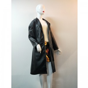 DAMES SVART LANGLING PU-JAKKE RLWPJ0021N