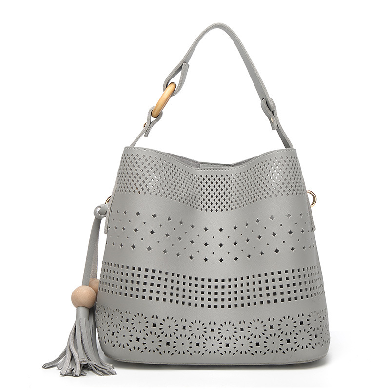 HD0827 - Engros udhulet pu læder skulder taske til kvinder shopping