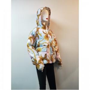 DAMES 'PRINTED PUFFER COAT RLWPC0005N