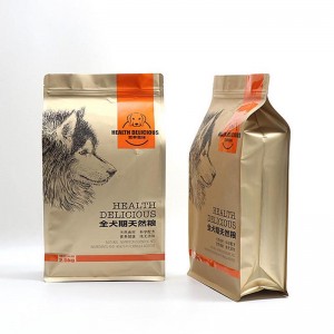 Fladbundet plastikposer med lynlås otte sideforseglede plastikposer til emballering til kæledyrfoder