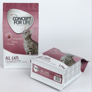 Fladbundet plastikposer med lynlås otte sideforseglede plastikposer til emballering til kæledyrfoder