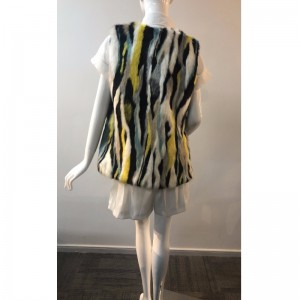 DAMES 'FARVEVERTIKALE STRIPE FUR GILET RLWF0011