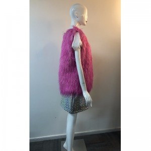 DAMES MAGENTA SHAGGY GILET RLWF0023