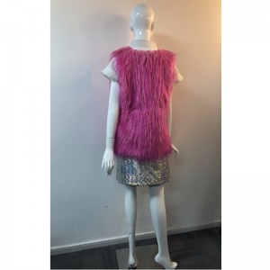 DAMES MAGENTA SHAGGY GILET RLWF0023