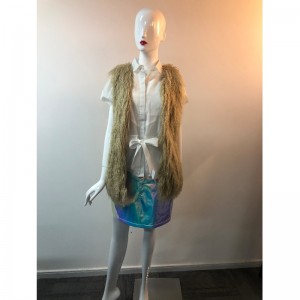 DAMES SHAGGY GILET I MUSTARD GULD RLWF0026