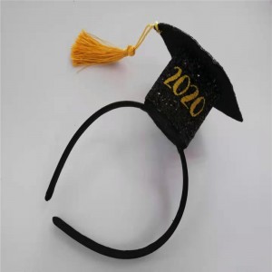 Sort / hvid gradeksamen hat med kvast glitter til fest