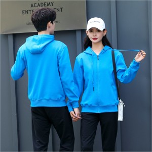 # 8017-Fleece-sweatshirt med hætte med fuld lynlås