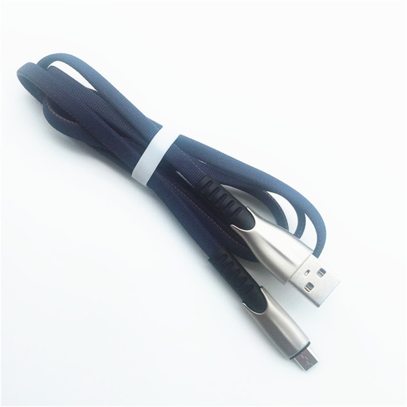 KPS-1001CB Micro Custom bærbar 1m 2A zinklegering Tøjvævning af micro USB-kabel