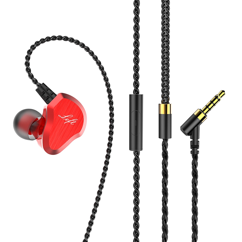 Ny dobbeltdriverfrekvensafdeling Højttaler Stereolydkvalitet HiFi Earhook Wired Earphone
