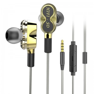 Høj kvalitet Dual Driver Deep Bass Stereo In ear HiFi Wired Earbud