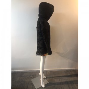DAMES BLACK HOODED COAT RLWPC0036
