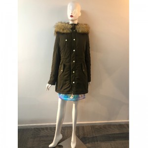 DAMES KHAKI HOODED COAT RLWPC0048