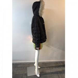 DAMES BLACK HOODED COAT RLWPC0060