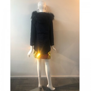 DAMES 'HOODED coat' i sort RLWPC0064