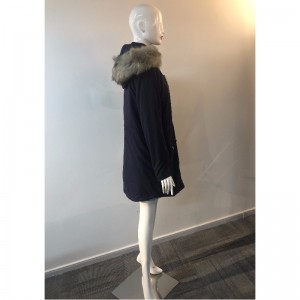 DAMES BLACK HOODED COAT RLWPC0076