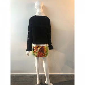 DAMES BLACK COLLARLESS COAT RLWPC0080